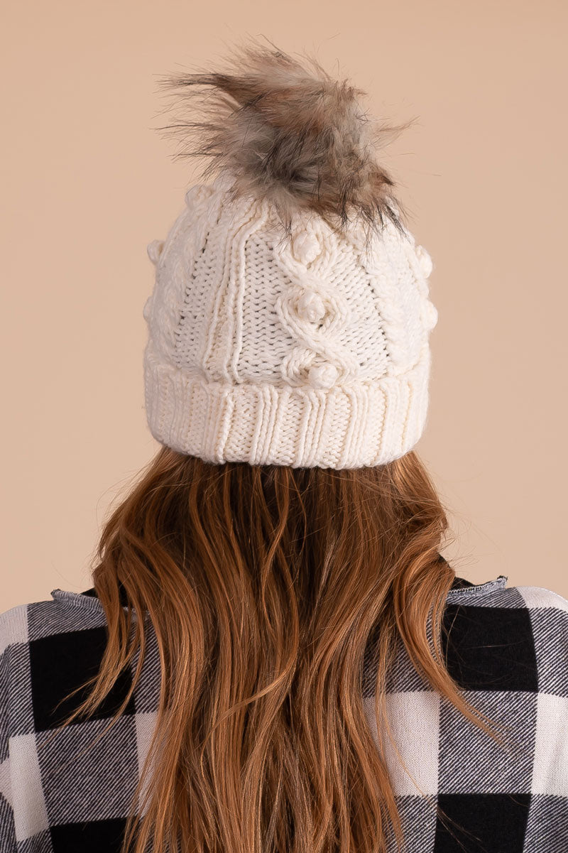 boutique white knit beanie