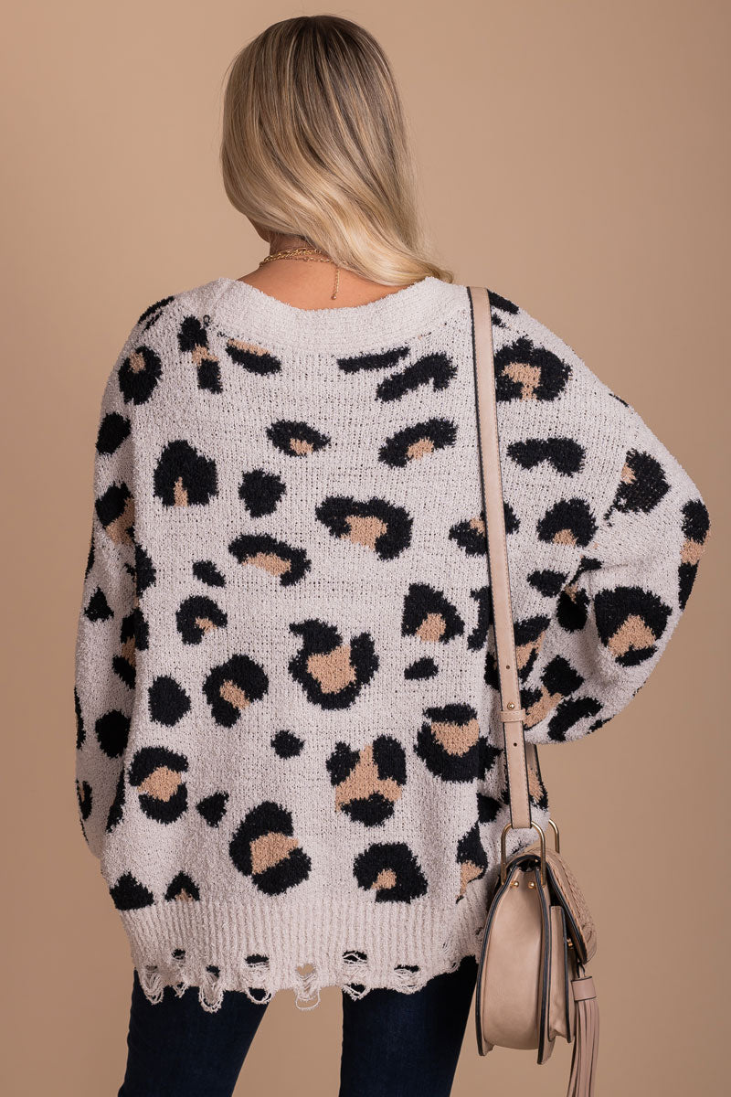 Animal Print Oversized Cardigans for Fall and Winter