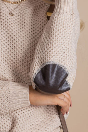 Sweater with Knit Material And Patches on Elbows