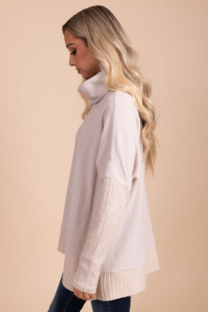 boutique white turtleneck oversized sweater