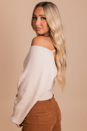boutique off white wrap top for fall