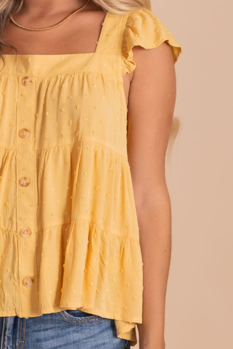 boutique affordable yellow tiered tank