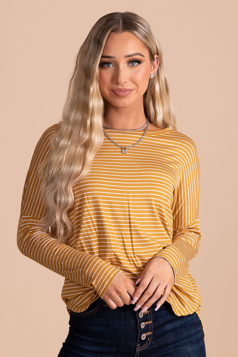 yellow and white striped long sleeve
