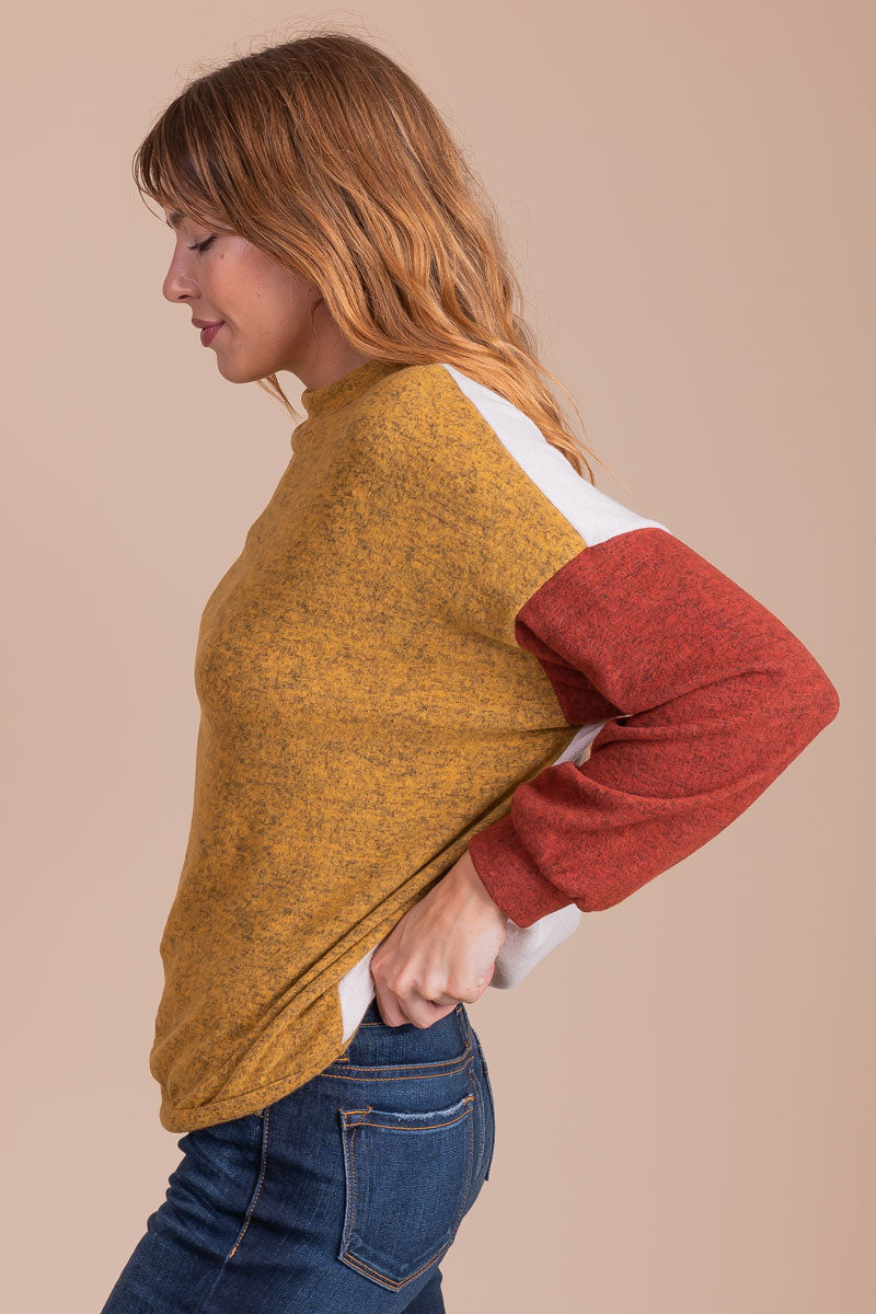 Fall Color Block Sweater - Orange